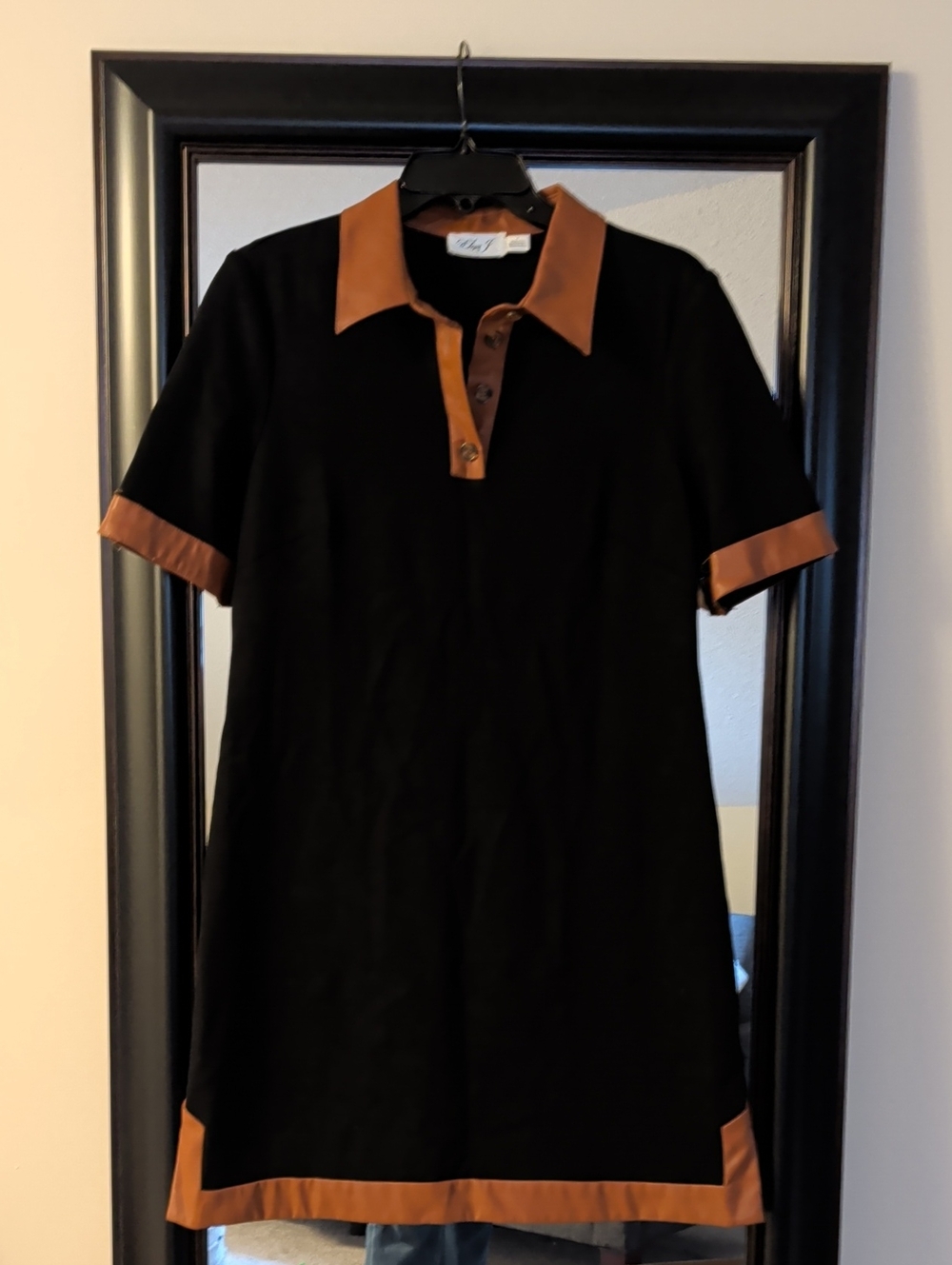 Eliza J Black Dress with Faux LeatherTrim